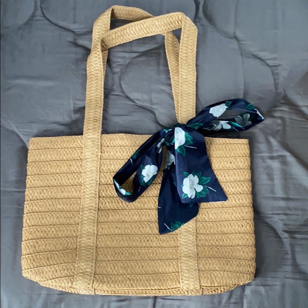 Draper James Straw Bag with Floral Scarf